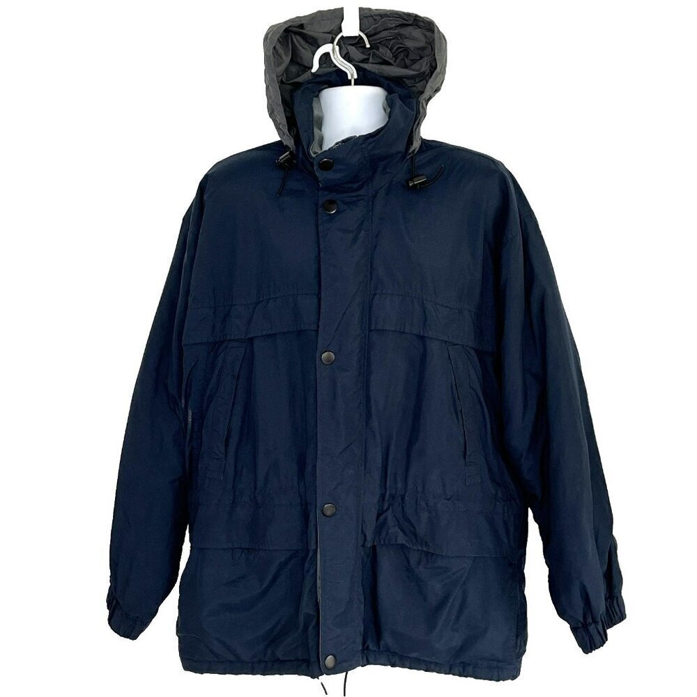 River Trader Barn Chore Coat Jacket sz M Packable Hood 7 Pockets